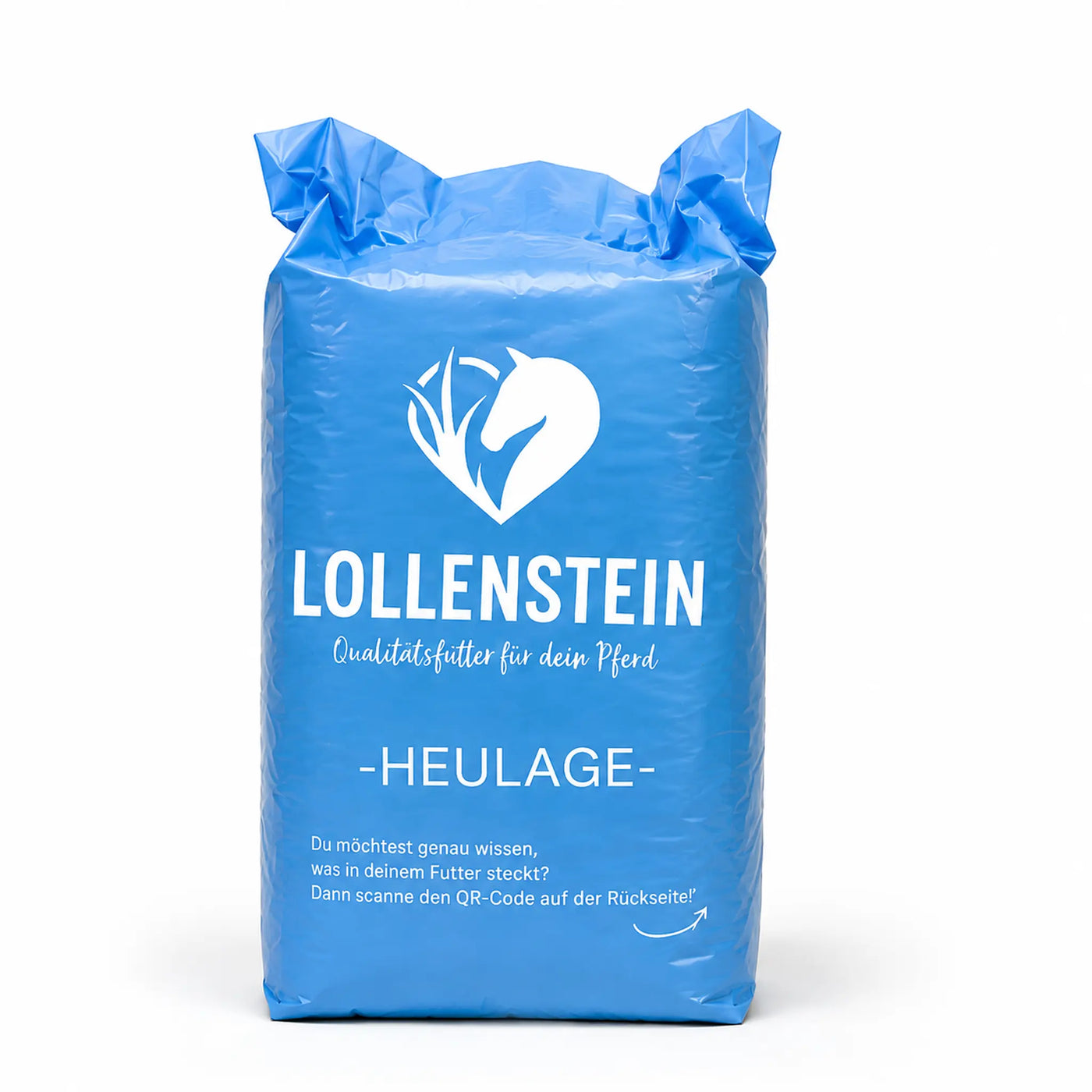 Ein einzelner Heulage-Kleinballen als Beispiel für die gewählte Lieferform.